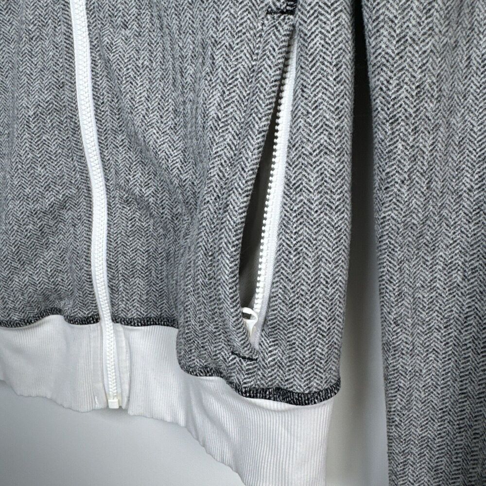 Lululemon Jacket Womens 8 Gray Herringbone Zip Up Athletic Yoga Fitted High Neck - Picture 4 of 16